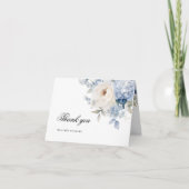 Carte de remerciements Mariage de fleurs bleues et (Devant)