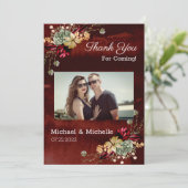 Carte de remerciements Mariage de fleurs Brown rus (Debout devant)