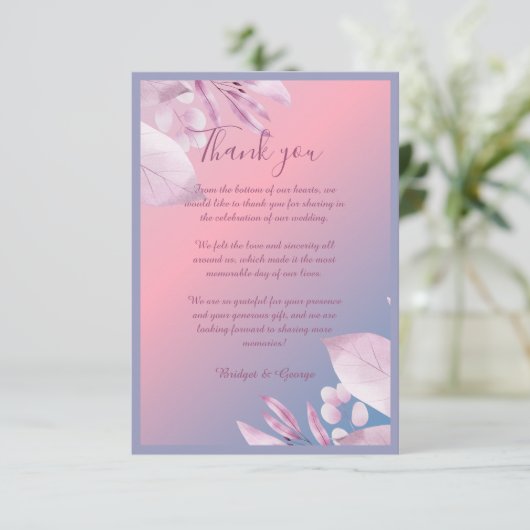 Carte De Remerciements Mariage de fleurs de cerisier pastel (Debout devant)