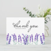 Carte De Remerciements Mariage de fleurs de lavande aquarelle (Debout devant)