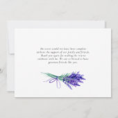 Carte De Remerciements Mariage de fleurs de lavande aquarelle (Dos)