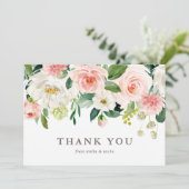 Carte De Remerciements Mariage de fleurs de printemps de l'aquarelle roma (Debout devant)