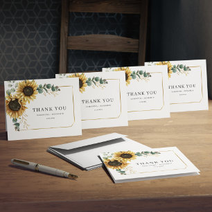 Carte De Remerciements Mariage de fleurs de tournesol