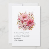 Carte De Remerciements Mariage de fleurs rose et or (Dos)