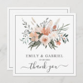 Carte De Remerciements Mariage de fleurs roses (Devant / Derrière)