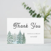 Carte De Remerciements Mariage de forêt de pins d'aquarelle (Debout devant)