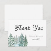 Carte De Remerciements Mariage de forêt de pins d'aquarelle (Devant / Derrière)