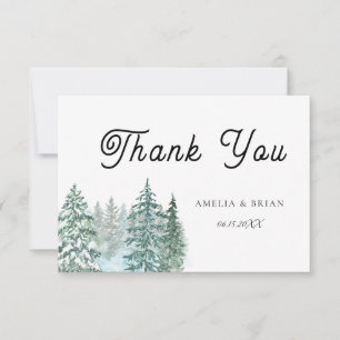 Carte De Remerciements Mariage de forêt de pins d'aquarelle