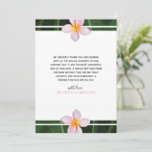 Carte de remerciements Mariage de Frangipani rose (Debout devant)