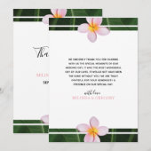 Carte de remerciements Mariage de Frangipani rose (Devant / Derrière)