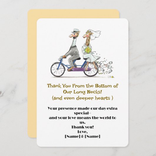 Carte De Remerciements Mariage de Giraffe Whimsical (Devant / Derrière)