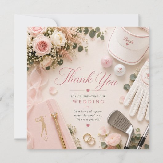 Carte De Remerciements Mariage de golf  (Devant)
