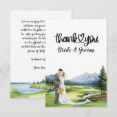 Carte De Remerciements Mariage de golf avec mariée et mariée (Devant / Derrière)