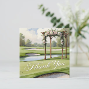 Carte De Remerciements Mariage de golf avec Texte sur le terrain de golf
