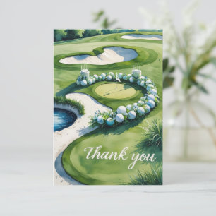 Carte De Remerciements Mariage de golf avec Texte sur le terrain de golf
