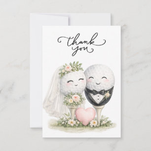 Carte De Remerciements Mariage de golf mariée et marié