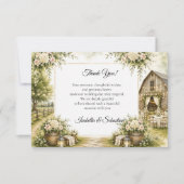 Carte De Remerciements Mariage de grange rustique (Devant)