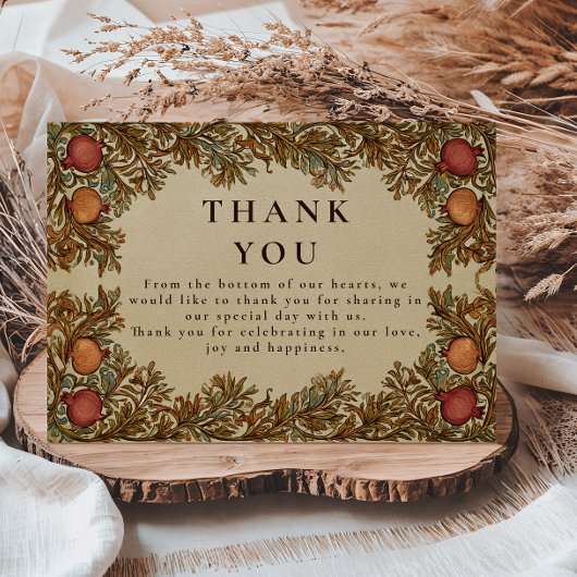 Carte De Remerciements Mariage de grenade botanique rustique