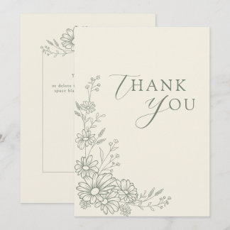 Carte De Remerciements Mariage de jardin botanique vert sauge avec des ma
