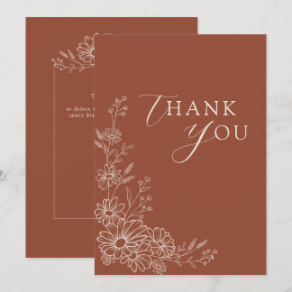 Carte De Remerciements Mariage de Jardin Terracotta Chic aux Marguerites 
