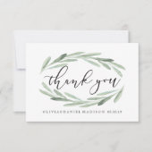 Carte De Remerciements Mariage de la couronne d'olivier vert (Devant)