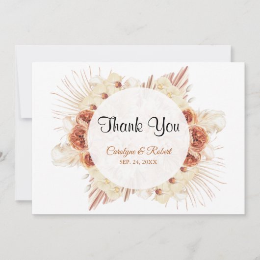 Carte de remerciements Mariage de la laiton de Pam (Devant)