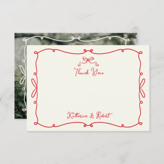 Carte de remerciements Mariage de la main dessinée (Devant / Derrière)