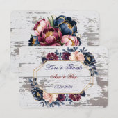 Carte De Remerciements Mariage de la marine Bourgogne rose (Devant / Derrière)