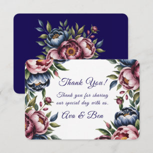 Carte De Remerciements Mariage de la marine bourguignonne Blush Peony