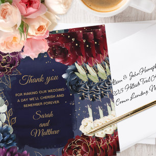 Carte De Remerciements Mariage de la marine de Bourgogne