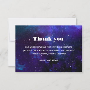 Carte De Remerciements Mariage de la marine spatiale. Étoiles de nuit. Un