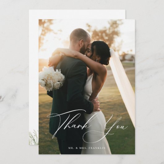 Carte De Remerciements Mariage de la plage Pampas Grass Photo (Devant / Derrière)