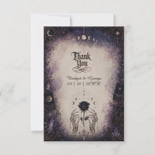Carte De Remerciements Mariage de la rose de lune de tarot gothique
