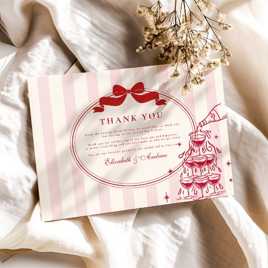 Carte De Remerciements Mariage de la tour de Champagne Whimsical