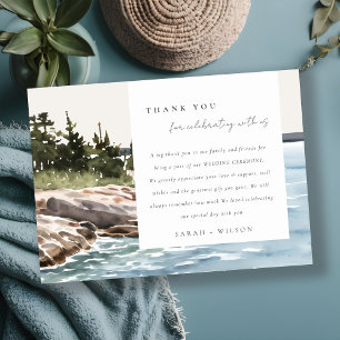 Carte De Remerciements Mariage de l'aquarelle de la montagne Rocky Pine