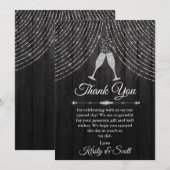 Carte De Remerciements Mariage de lunettes de diamant noir en argent (Devant / Derrière)