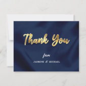 Carte De Remerciements Mariage de luxe simple Marine & Gold Script Classi (Devant)