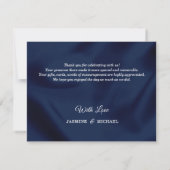 Carte De Remerciements Mariage de luxe simple Marine & Gold Script Classi (Dos)