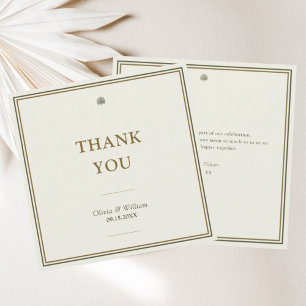 Carte De Remerciements Mariage de message personnalisé ivoire et or class