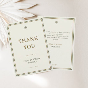 Carte De Remerciements Mariage de message personnalisé ivoire et or éléga