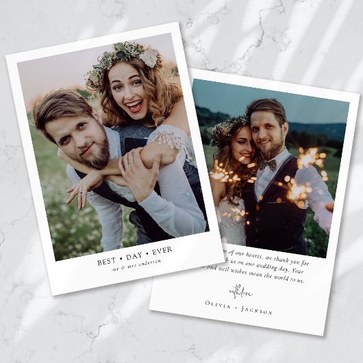 Carte De Remerciements Mariage de message photo Best Day Ever