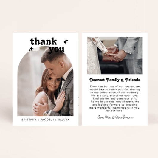 Carte De Remerciements Mariage de message photo Retro Arch