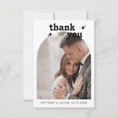 Carte De Remerciements Mariage de message photo Retro Arch (Devant)