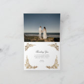 Carte De Remerciements Mariage de monogramme classique de couronne d'or (Intérieur)