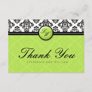 Carte de remerciements Mariage de monogramme Damas