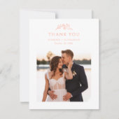 Carte De Remerciements Mariage de monogramme de pêche (Devant)