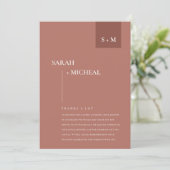 CARTE DE REMERCIEMENTS MARIAGE DE MONOGRAMME DE POUSSIÈRE MINIMAL SCANDI (Debout devant)