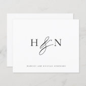 Carte de remerciements Mariage de monogramme éléga (Devant / Derrière)