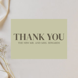Carte De Remerciements Mariage de monogramme vert Sage