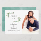 Carte De Remerciements Mariage de Noël au houx aquarelle (Devant / Derrière)